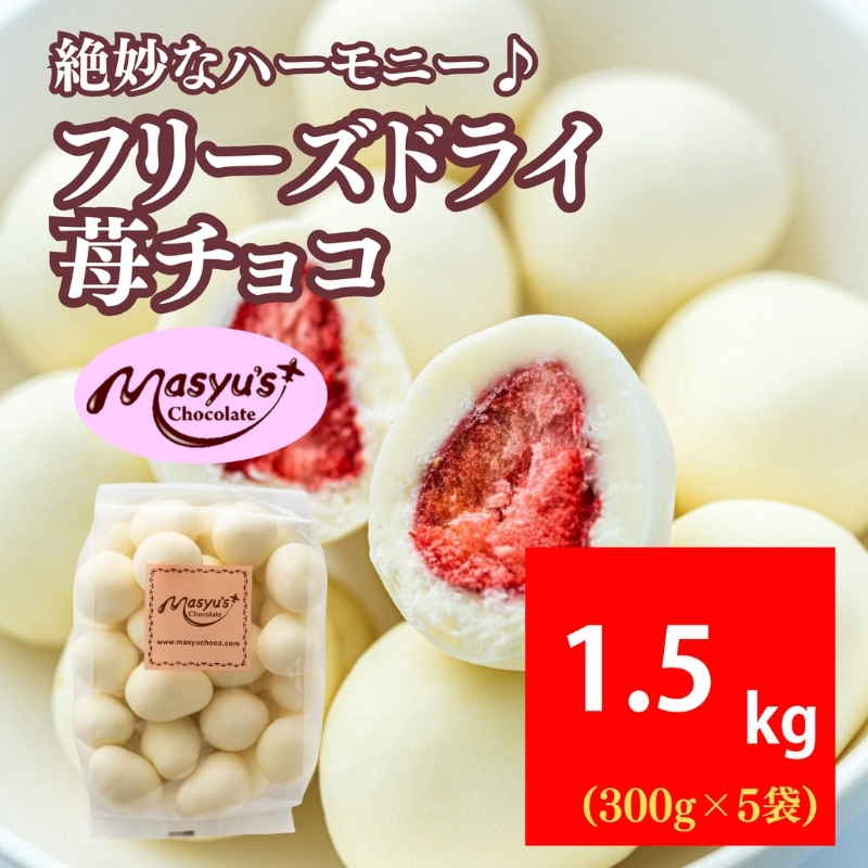 フリーズドライ苺チョコ 1500g 300gx5袋 11月～3月発送 チョコレート チョコ スイーツ お菓子 おかし いちご ホワイトチョコ ギフト プレゼント 兵庫県 伊丹市