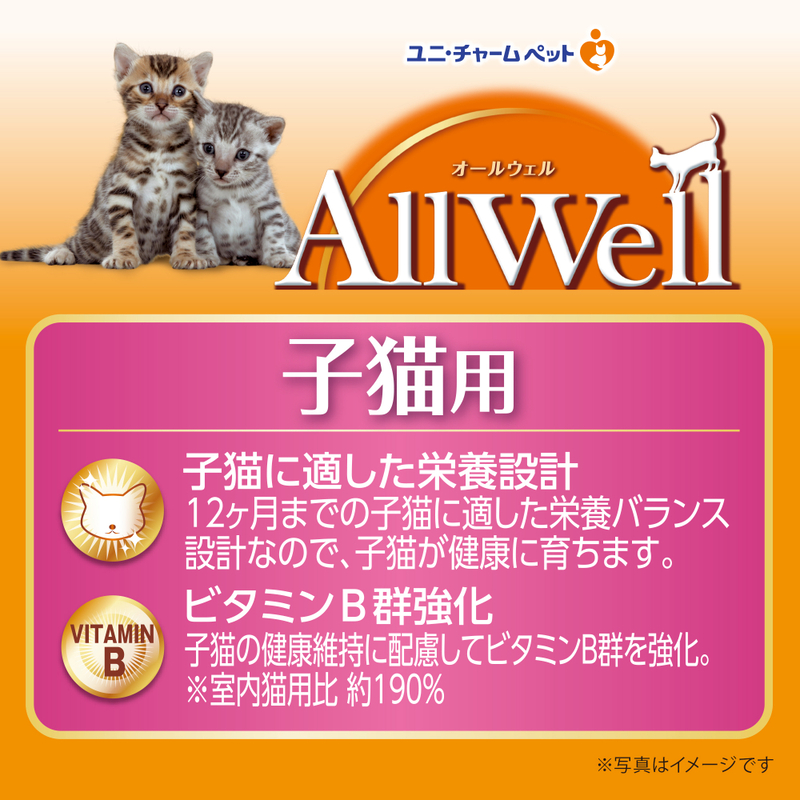AllWell 健康に育つ子猫用 フィッシュ味 挽き小魚とささみフリーズドライパウダー入り 1.6kg×5袋 ペットフード キャットフード 猫のごはん 猫用フード 猫 ペット ドライ ユニ・チャーム ペット