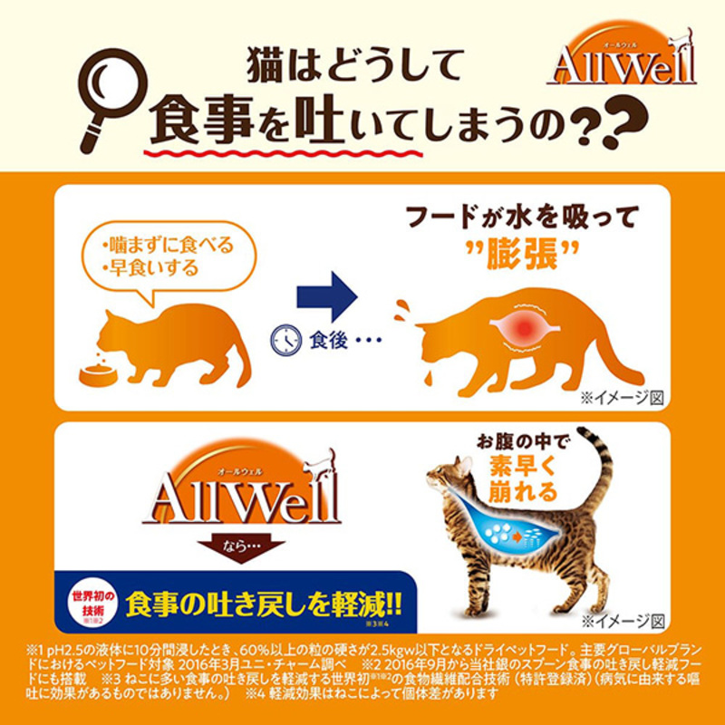 AllWell 早食いが気になる猫用 チキン味 挽き小魚とささみフリーズドライパウダー入り 1.5kg×5袋 ペットフード キャットフード 猫のごはん 猫用フード 猫 ペット ドライ ユニ・チャーム ペット