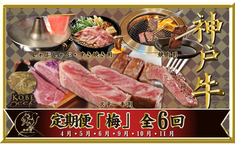神戸ビーフ IT-「梅」 定期便 「梅」コース(4月～6月・9月～11月お届け) しゃぶしゃぶ すき焼き 焼肉 BBQ ステーキ 神戸牛 食べ比べ 太田家 牛肉 肉 冷凍 神戸肉 兵庫県 伊丹市