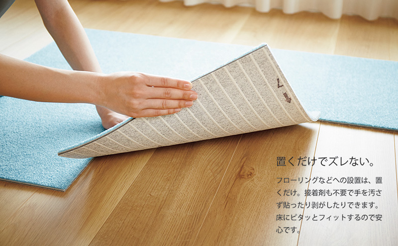 吸着分割ペットと人の共生用カーペット2.56平方メートル（40×40cm　16枚セット）＜スノー＞