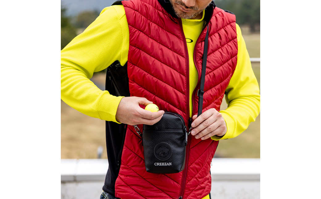 CREEZAN GOLF クリーザンゴルフ マルチケース ブラック CCGI-017-02 / ゴルフ ミニショルダーバッグ ゴルフバッグ 軽量 収納力 水濡れに強い 高機能合成皮革 ショルダーストラップ付き シンプル デザイン
