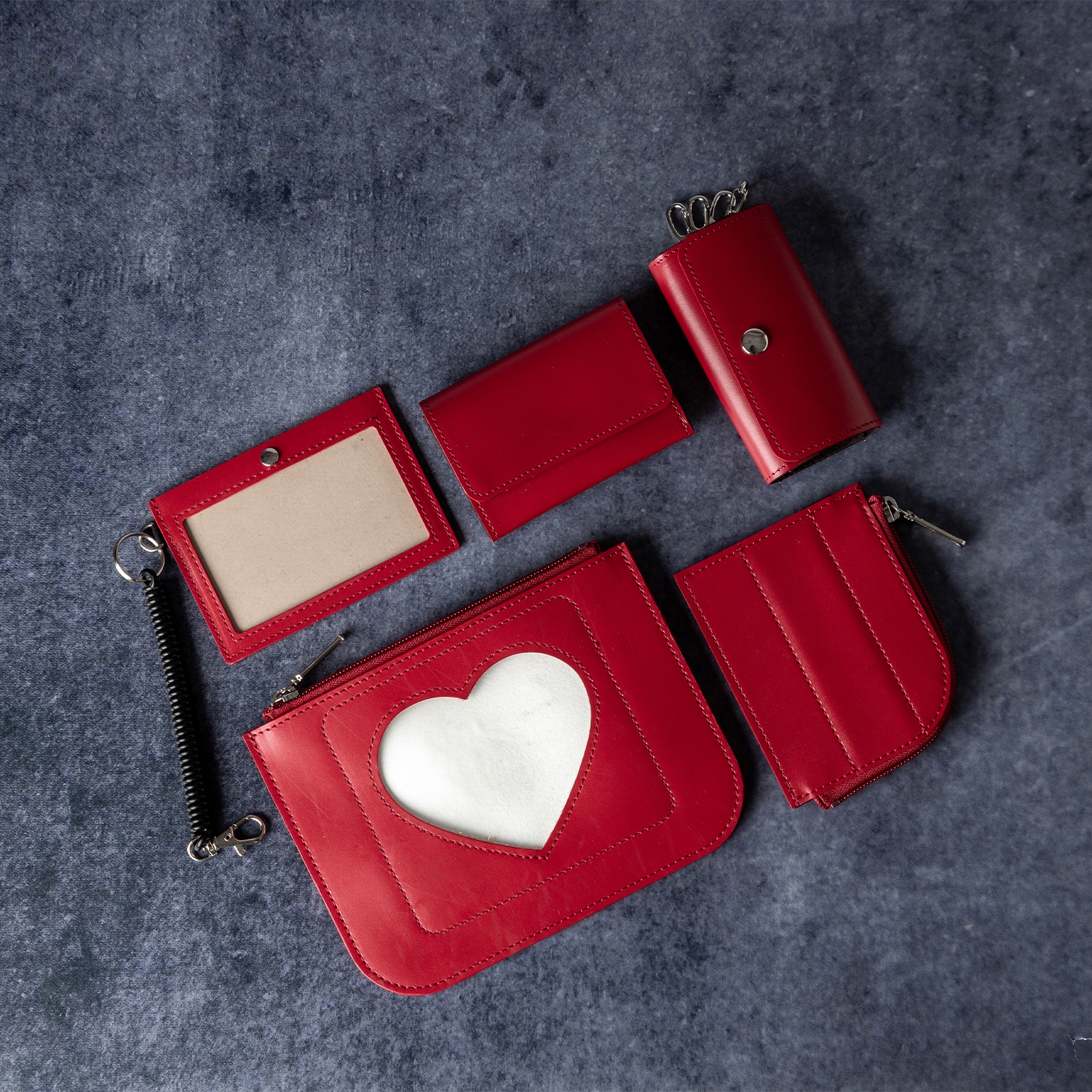 ランドセルリメイク 小物5点セット / Lジップ財布・キーケース・カードケース・パスケース・ポーチ / ランドセル リメイク アップサイクル 財布 名刺入れ