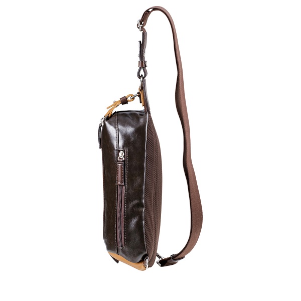 豊岡鞄　帆布×皮革ワンショルダー(24-132) チョコ