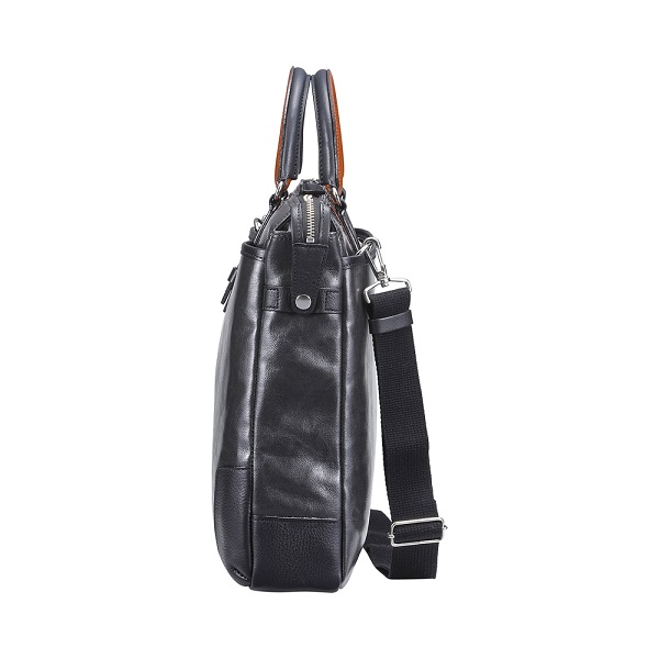 豊岡鞄　帆布ＰＵ×皮革ソフトブリーフ(24-110)　ブラック