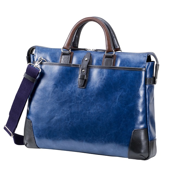 豊岡鞄　帆布ＰＵ×皮革ソフトブリーフ(24-110)　ブルー