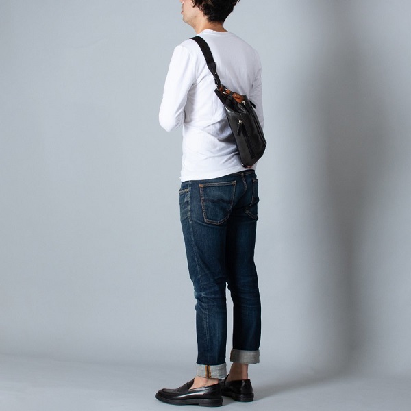 豊岡鞄　帆布×皮革ワンショルダー(24-132) ブラック