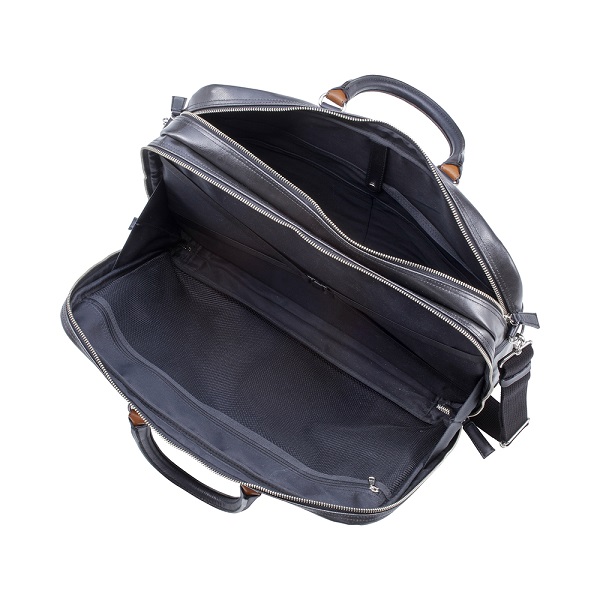 豊岡鞄　帆布PU×レザーソフトブリーフ2Room（24-156）ブラック