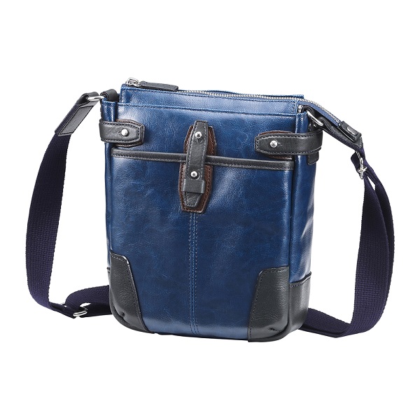 豊岡鞄　帆布PU×レザーショルダーＳ（24-170）ブルー