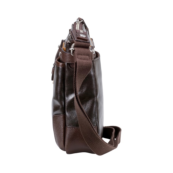 豊岡鞄　帆布PU×レザーショルダーＳ（24-170）チョコ
