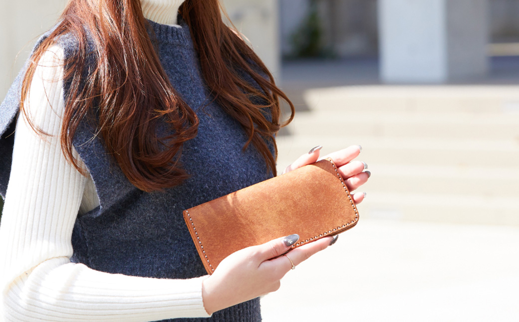 豊岡財布 haaki Leather ロングウォレット HLW305 / コニャック / 長財布 薄型 財布 サイフ ブランド 小銭入れなし 牛皮革 プエブロレザー 革 メンズ レディース ハンドメイド 手作り 木和田正昭商店