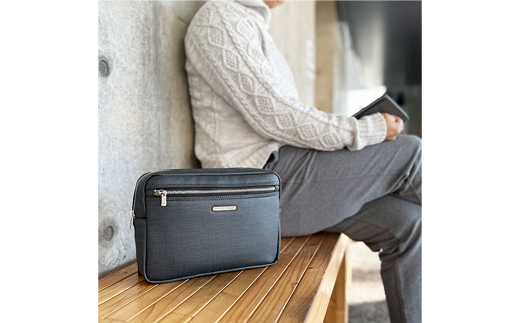 豊岡産鞄 合皮角型ポーチ（大）（25945-06）濃いグレー / かばん カバン 鞄 バッグ