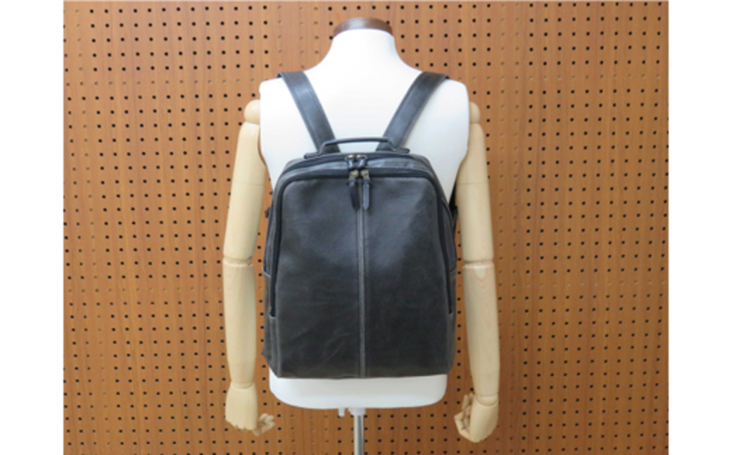 レトロリュック (No.4990-01) ブラック / 木和田 リュック リュックサック 2層式 仕分け収納 白化合皮 ポケット ペットボトルホルダー 高級 かばん カバン バッグ 鞄 手作り メンズ レディース 日本製