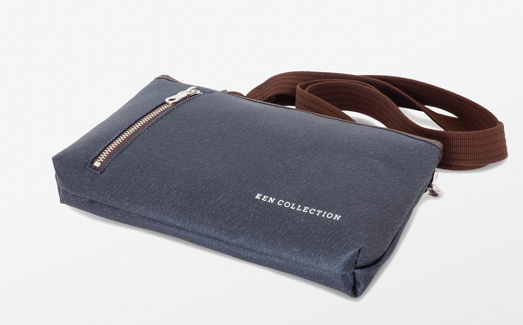 KEN COLLECTION デニムショルダーバッグ ( KC-2302 ) インディゴブルー / ショルダーバッグ デニム生地 防水効果 色落ち防止 PVCコーティング クラッチバッグ インナーバッグ シンプル 無地 メンズ レディース 青 三宅