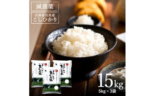 令和5年産　コウノトリ育むお米減農薬【5kg×3袋】（94-004）
