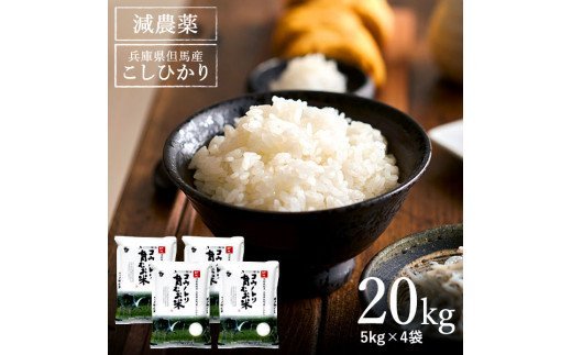 令和5年産　コウノトリ育むお米減農薬【5kg×4袋】（94-004）