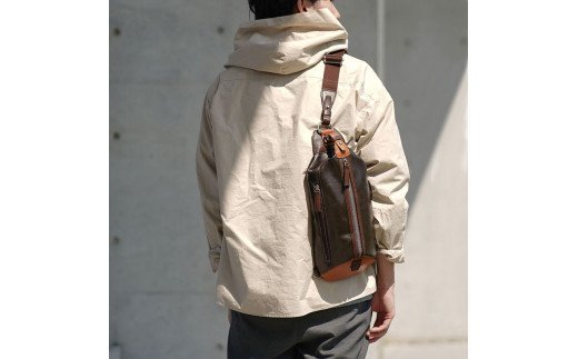 豊岡鞄　帆布×皮革ワンショルダー(24-132) チョコ