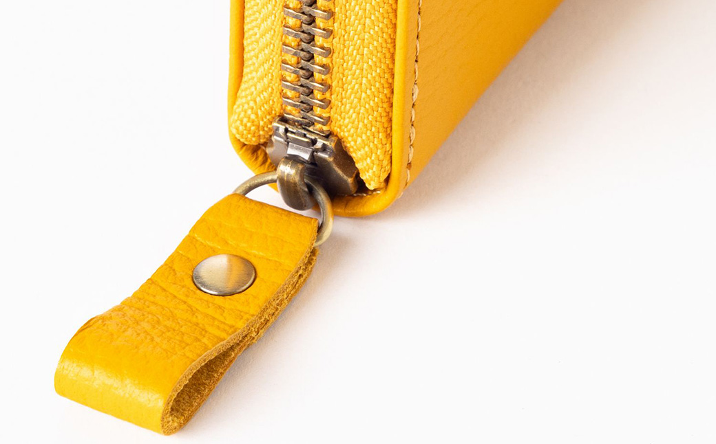 豊岡工房 牛革 コインが分けられる中身が見やすいラウンド長財布（4373）イエロー / 長財布 ４つに仕切られた小銭入れ 部屋ごとに色分け 柔らかい メンズ レディース 財布 さいふ サイフ 国産 日本製 小田清株式会社