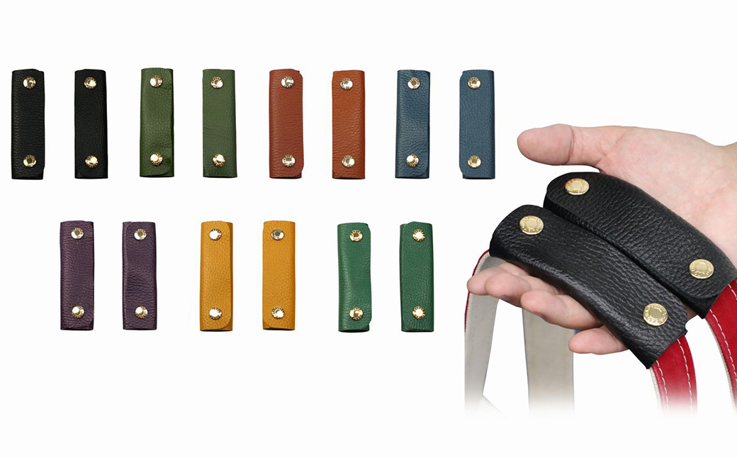 豊岡工房 牛革 ハンドルカバー（4408）ブルー / レザーハンドルカバー 2個セット バッグの持ち手 持ちやすい 柔らかい シュリンク牛革 サステナブル おしゃれ 国産 日本製 小田清株式会社