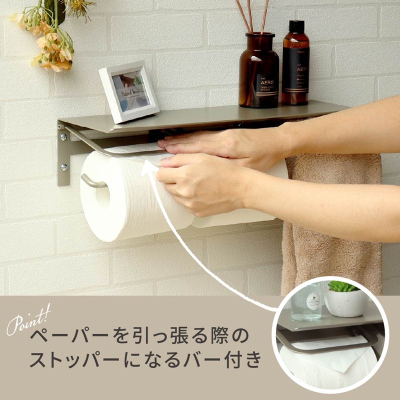 アイアントイレットペーパーホルダー Abel アベル ストックタイプ【ブラック】《 トイレットペーパーホルダー ペーパーホルダー タオル掛けバー 壁付けタイプ モダン 》【2502N16707_01】