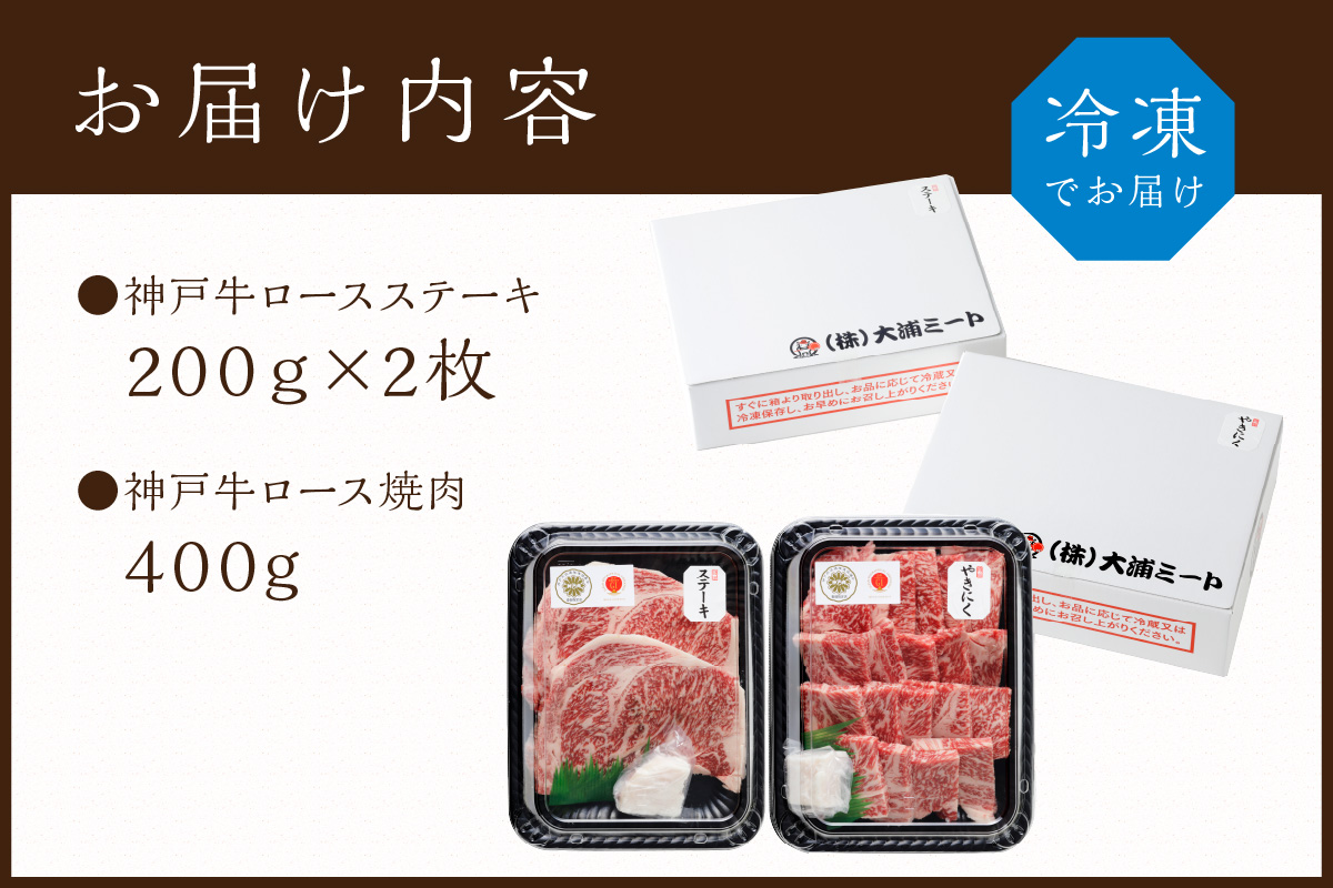 【JALふるさと納税限定】神戸牛ロースのステーキ＆焼肉セット(2人前)