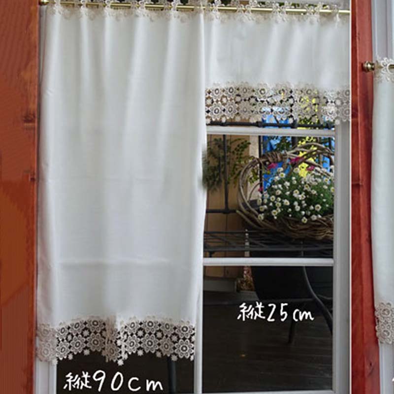 播州織カフェカーテンコメット(W60ｘ25cm)《 播州織綿 細窓 小窓用 レース付き コメット おしゃれ アイセレクト 》【2500N13802】
