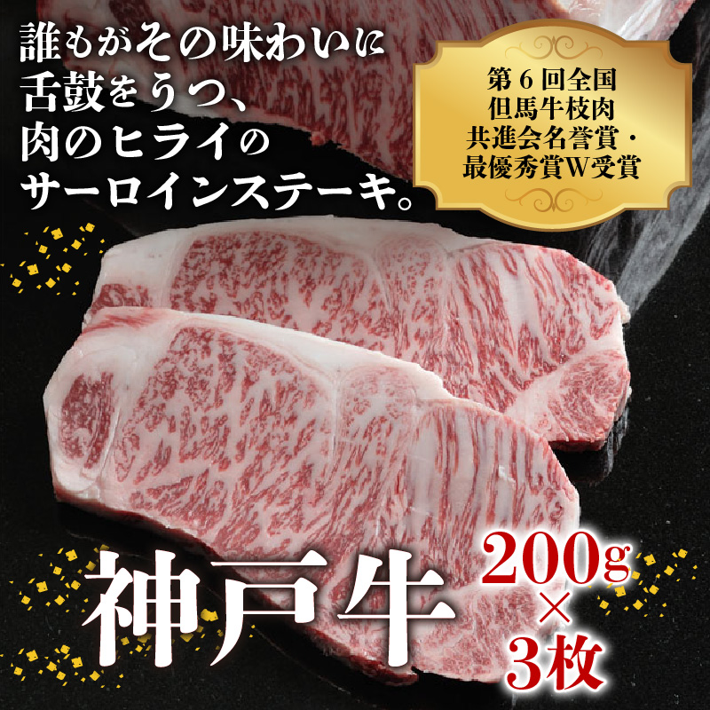 神戸牛サーロインステーキ(200g×3枚)《 肉 牛肉 牛 神戸牛 国産牛 サーロイン ステーキ 》【2407A00117】