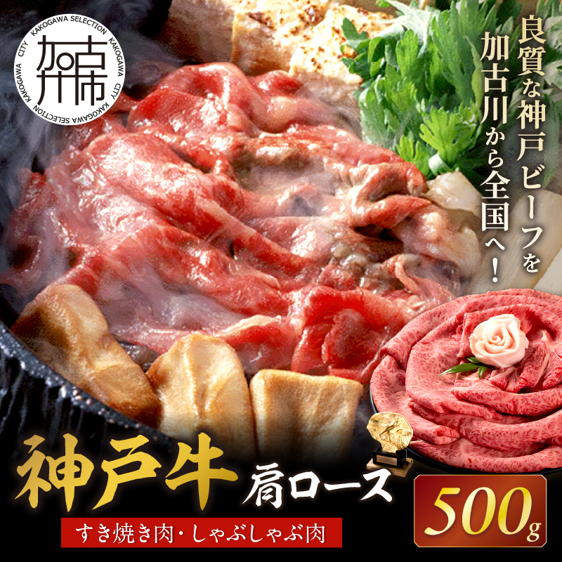 神戸牛肩ロースすき焼き肉・しゃぶしゃぶ肉(500g)《 神戸牛 自社牧場直送 国産 肉のヒライ 肩ロース すき焼き しゃぶしゃぶ プレゼント ギフト 送料無料 おすすめ 》【2403A00114】