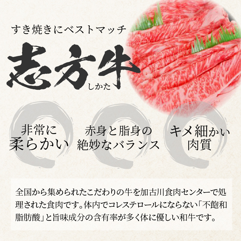 志方牛すき焼きセット(500g)《 国産 牛肉 牛 国産牛 すき焼き 肉 ロース モモ おいしい お取り寄せ グルメ 志方牛 ギフト 送料無料 》【2401A00306】