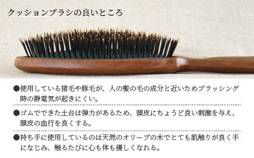 ウォールナットのクッションブラシ【背面名入れ】《 日本製 木製 ヘアーケア ネーム入れ くし 自然素材 髪の毛に優しい ブラシ プレゼント プチギフト 日用品 頭皮ケア おすすめ 》【2402N07608】