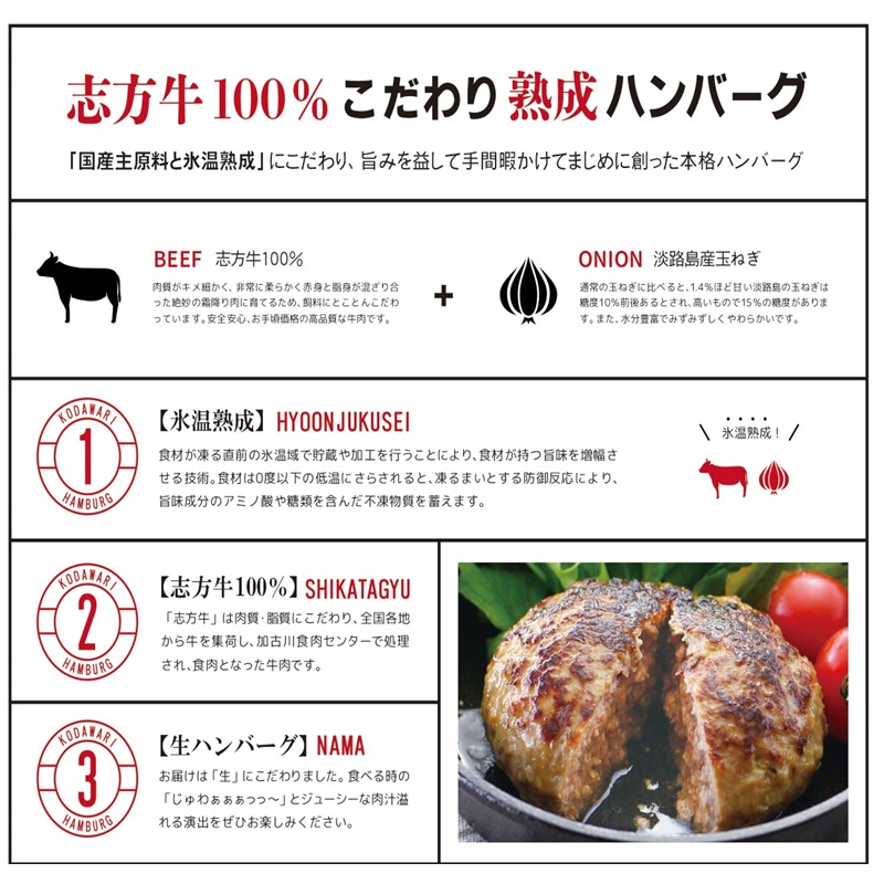 【国産】志方牛100%のこだわり熟成ハンバーグ150g×10個