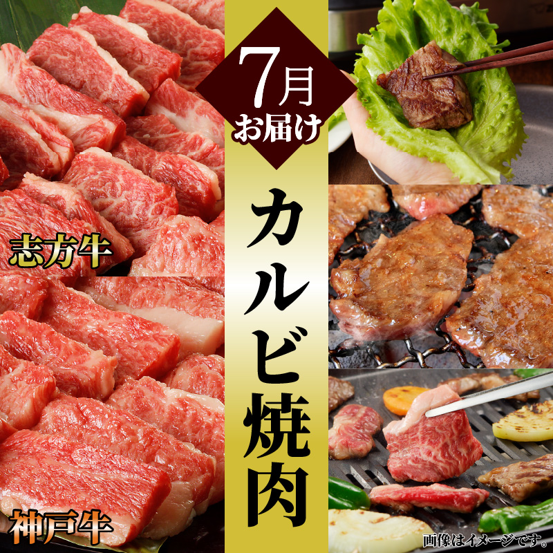 神戸牛・志方牛食べ比べセット(定期便)《 神戸牛 志方牛 牛肉 定期便 切り落とし カルビ 》【2410A00223】