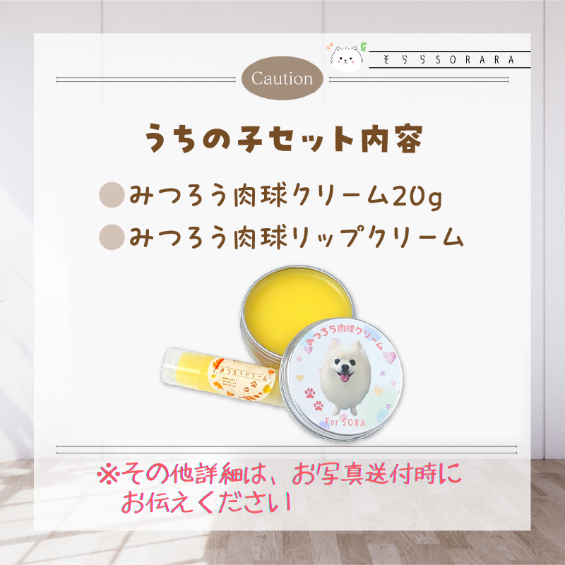 肉球クリームセット うちの子専用肉球クリーム20g+リップクリーム1個 《 犬 ケア みつろう リップクリーム クリーム セット 詰め合わせ オリジナル セミオーダー ホホバオイル 》【2400N13306】