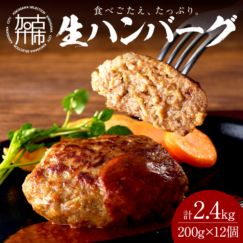 【食べ応えたっぷり！】自家製生ハンバーグ200g×12個《 惣菜 ハンバーグ 肉 小分け 簡単調理 冷凍 焼くだけ 人気 送料無料 加古川市 グルメ 自家製 牛ミンチ おすすめ プレゼント お取り寄せ 》【116004I000】