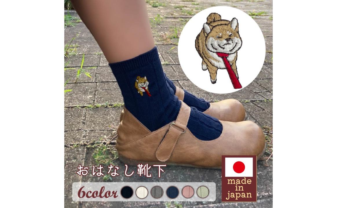 おはなし靴下 ギフトボックス 柴犬 キッズ アイボリー