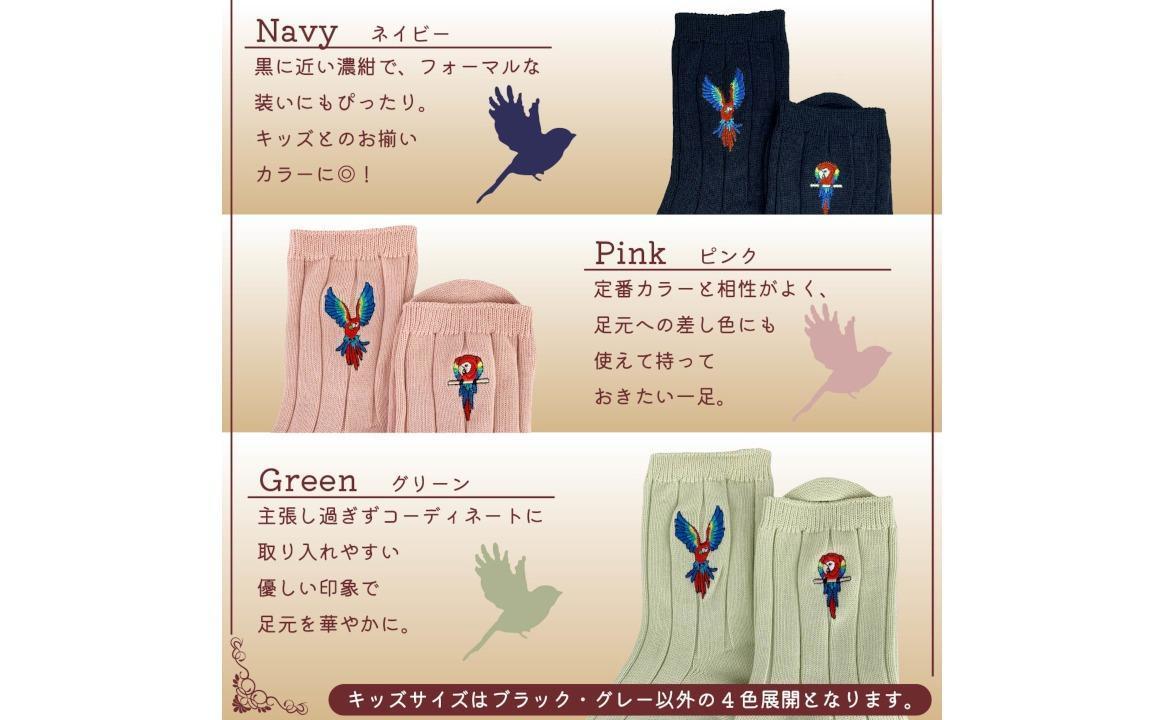 おはなし靴下 ギフトボックス アカコンゴウインコ キッズ ピンク