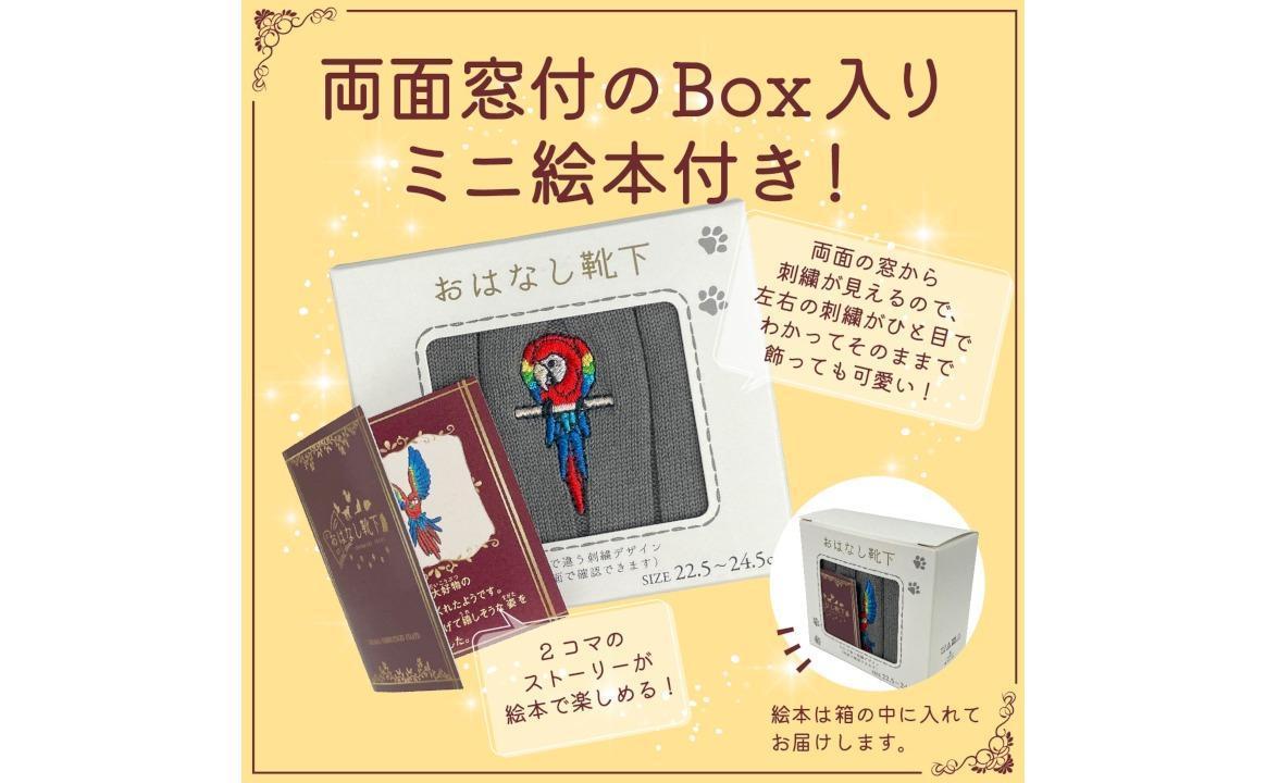 おはなし靴下 ギフトボックス アカコンゴウインコ キッズ ピンク