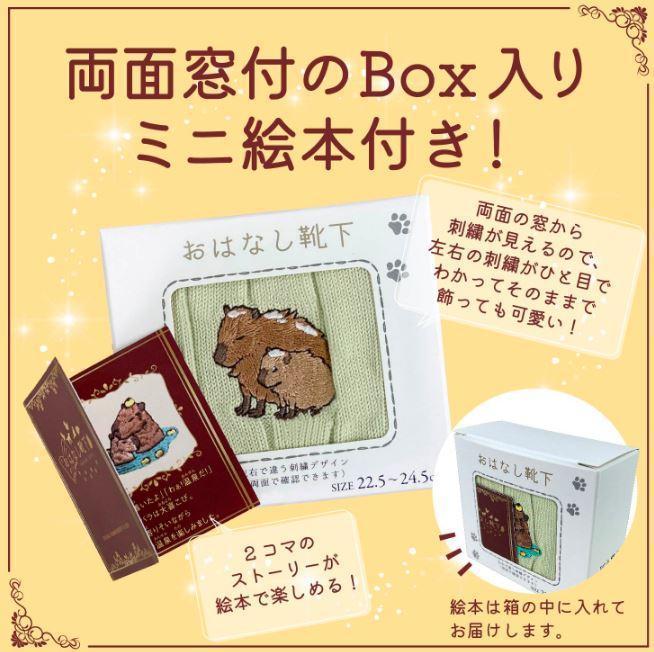 おはなし靴下 ギフトボックス カピバラ キッズ ピンク