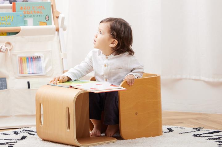 HOPPL（ホップル）　コロコロチェア チェアパッド付き （コロコロチェア：アイボリー チェアパッド：コペンブルー）