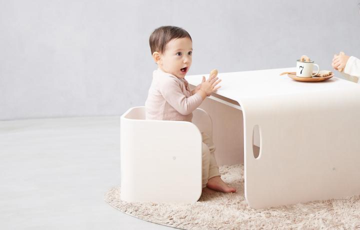 HOPPL（ホップル）　コロコロチェア チェアパッド付き （コロコロチェア：ナチュラル チェアパッド：コペンブルー）