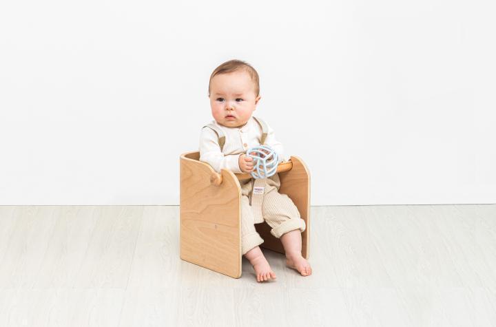 HOPPL（ホップル）　コロコロベビーチェア（ブルー）　チェアクッション（グリーン）付き