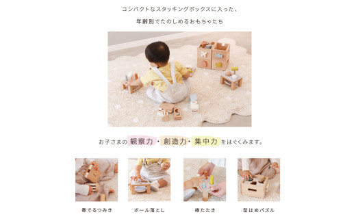 HOPPL（ホップル） スタッキングボックストイ いちご（奏でるつみき） メッセージプレートなし（シンプルプレート）