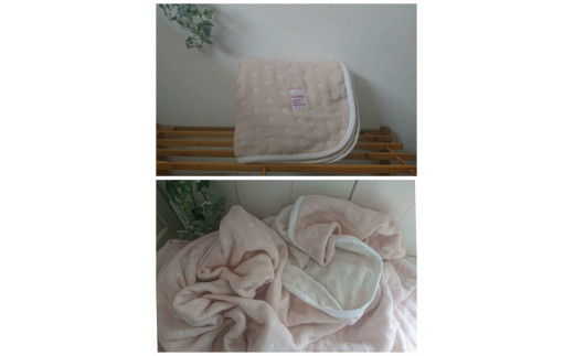 ハンドメイドのガーゼシングルハーフブランケットとハンカチ（シンプル）
