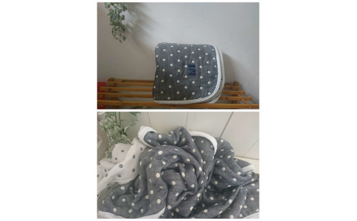 ハンドメイドのガーゼシングルハーフブランケットとハンカチ（シンプル）