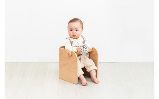 HOPPL（ホップル）　コロコロベビーチェア チェアクッション付き （ベビーチェア：ナチュラル チェアクッション：ギンガムチェック）