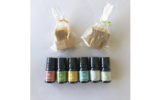 アロミーユオリジナル 天然100%精油6本＆木のキューブセット