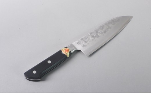 【粉末ハイス】三木章作　本割込み三徳包丁（口金付き黒合板）（名入れを希望しない）