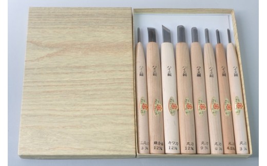 【ハイス鋼】ＮＨＫ木彫入門　上級者セット８本組　紙箱入り