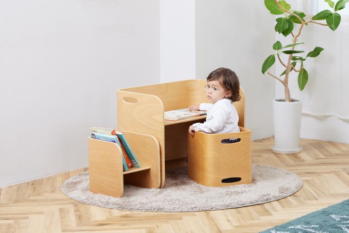 HOPPL（ホップル）【フルオプション付き！】コロコロチェア＆デスク （チェア＆デスク：アイボリー デスククッション：ホワイト）