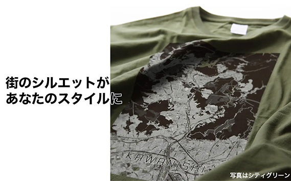 No.342-02 【川西】地図柄ビッグシルエットTシャツ（ブラック）Mサイズ